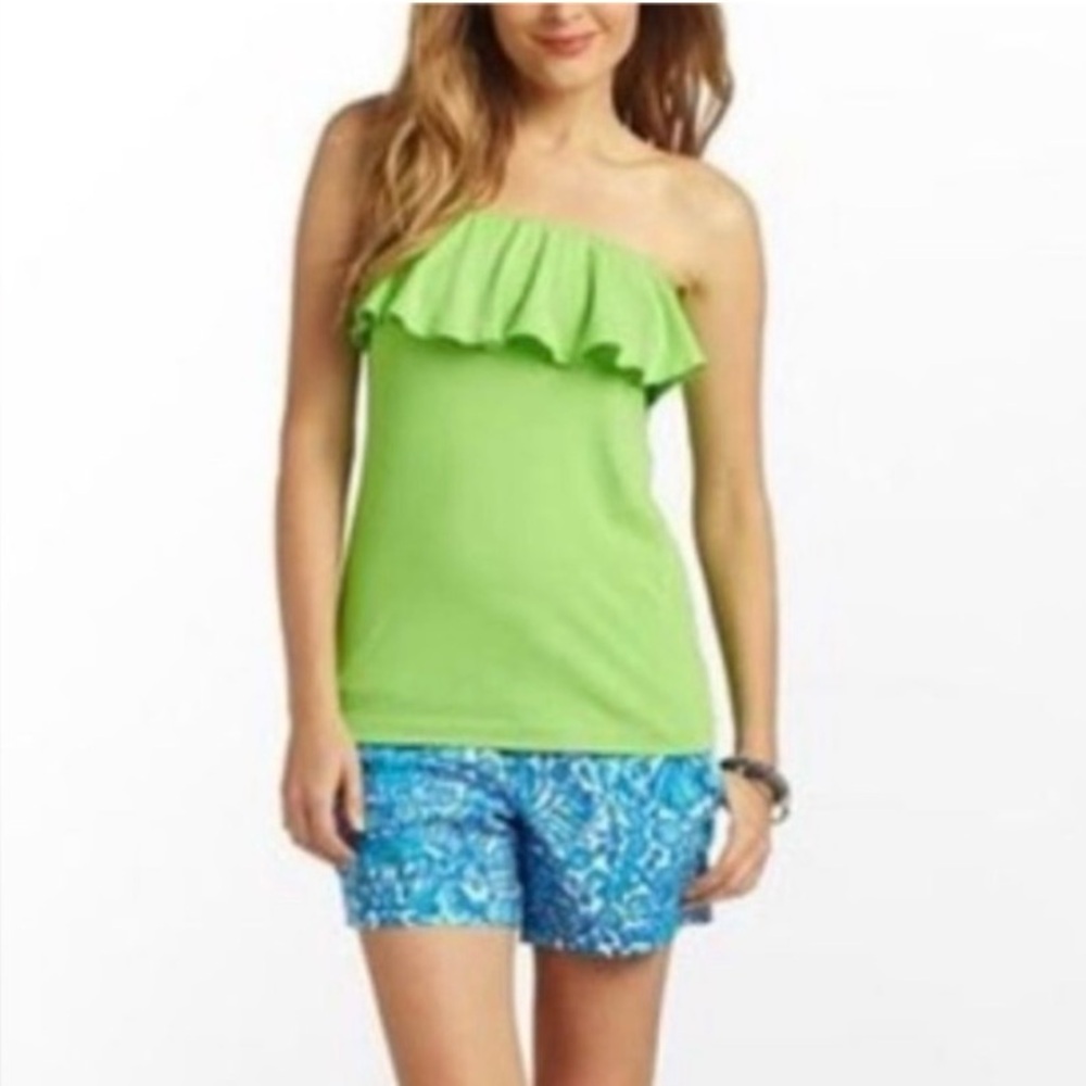 Lilly Pulitzer Green Ruffled strapless medium shirt